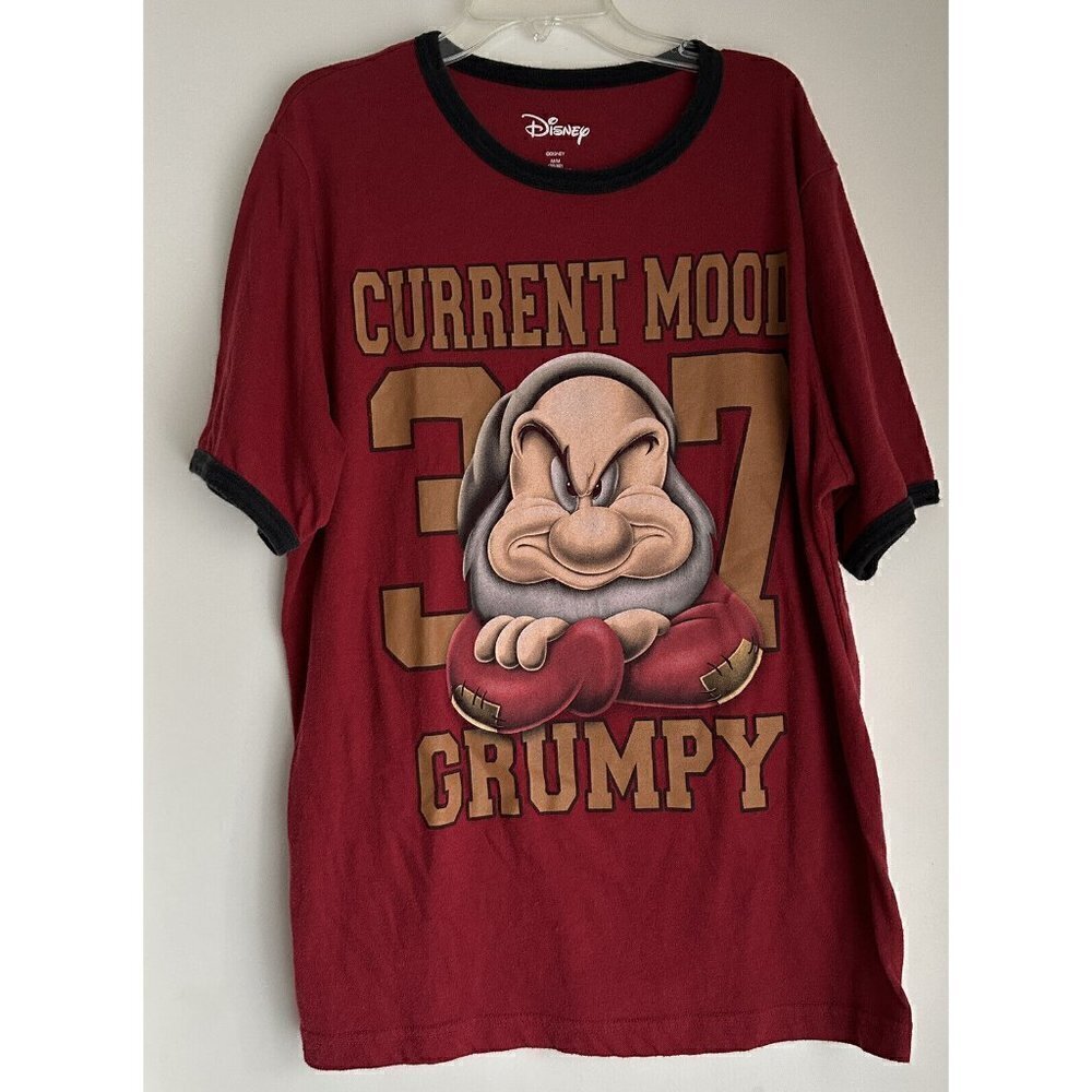 Walt Disney World Grumpy Graphic T-Shirt Size Medium Burgundy Current Mood